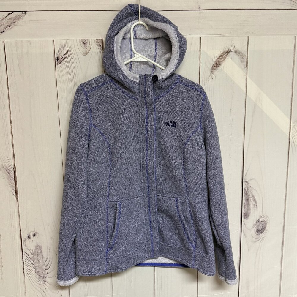 The North Face Women’s Banderita Hooded Fleece Jacket – Heather‎ Purple/Blue – L